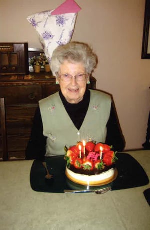 Dorothy celebrating her 100th birthday at Royale Place