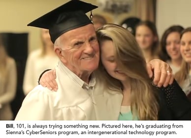 Bill, 101, is graduating from Sienna's CyberSeniors program.