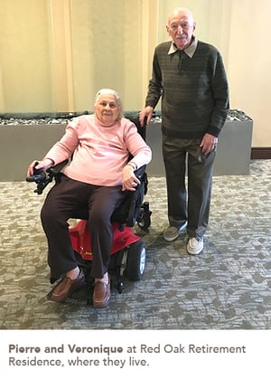 Photo of Pierre and Veronique at Red oak Retirement Residence, where they live