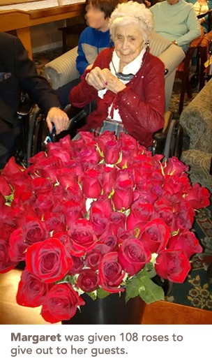 Margaret with her 108 roses