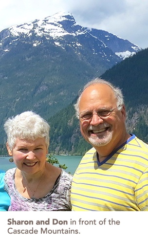 Sharon and Don in front of the Cascade Mountains
