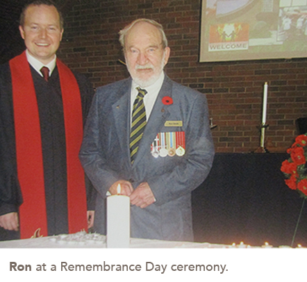 Picture of Ron at a Remembrance Day ceremony.