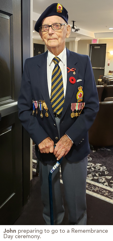 John preparing to go to a Remembrance Day ceremony.