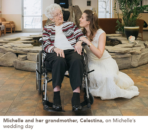 Michelle and her grandmother, Celestina, on Michelle’s wedding day
