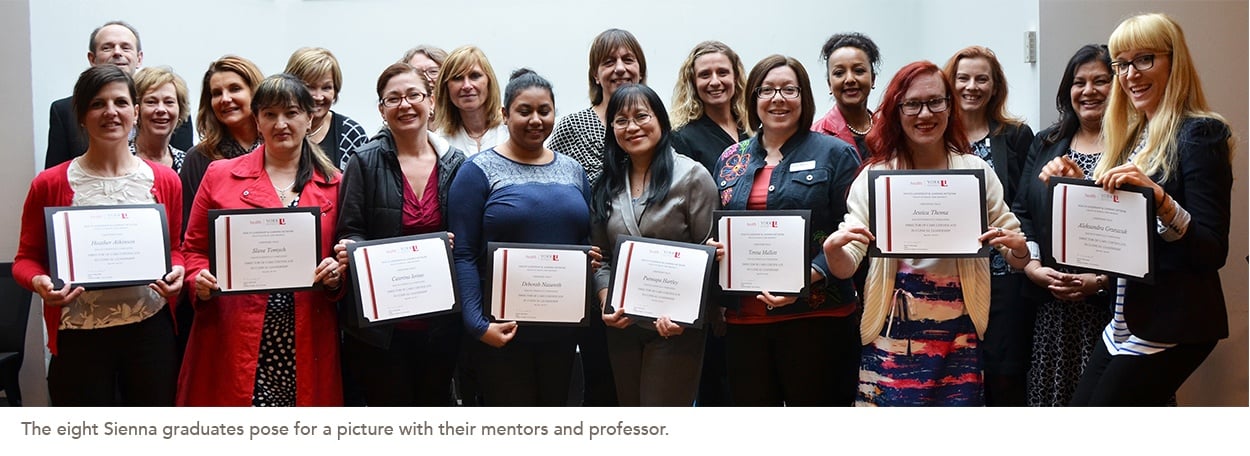 Picture of the Sienna graduates their mentors and professor