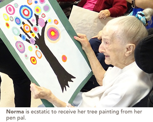 Norma, a resident received her tree painting