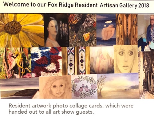 Resident artwork photo collage cards, which were handed out to all art show guests.
