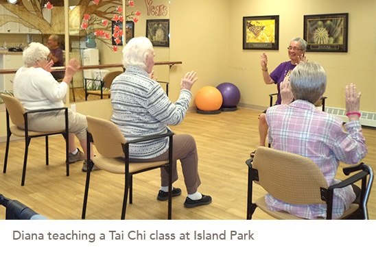 Picture of Diana teaching a Tai Chi class at Island Park