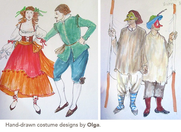 photo of Hand-drawn costume designs by Olga.