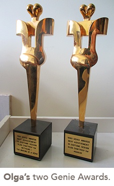 photo of Olga’s two Genie Awards