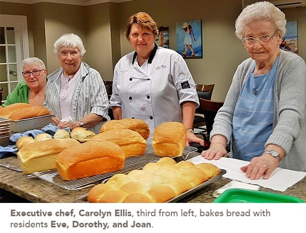 photo of executive chef, Carolyn Ellis and the residents who participated