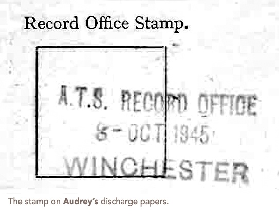 Audrey's discharge stamp