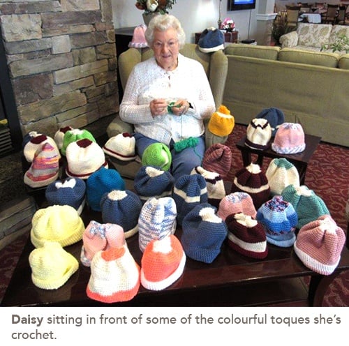 picture of Some of the beautiful toques Daisy has crochet